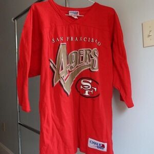 Vintage San Francisco 49ers NFL Three Quarter Sleeve‎ Football Throwback